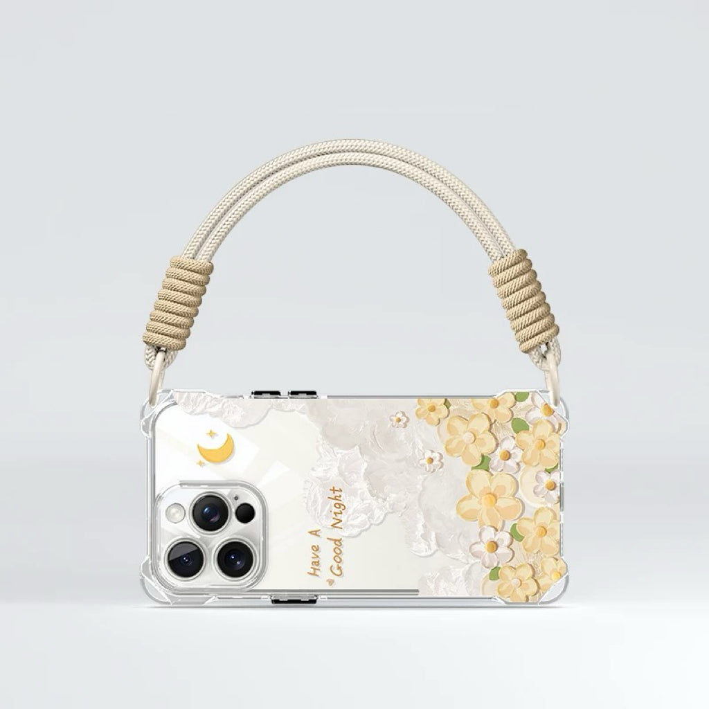 Étui de téléphone à lanières à motif floral de rêve
