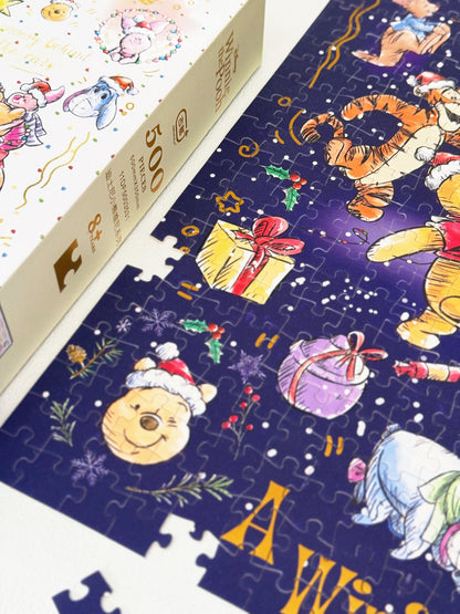 Winnie the Pooh Very Merry Christmas 500-Piece Double-Sided Gold Foil Puzzle Gubu