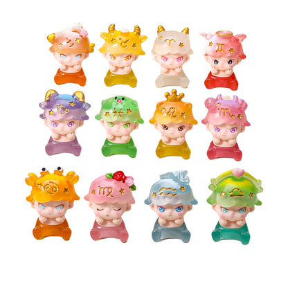 Zodiac Glow Resin Figurines – Cute Mini Desk Ornaments
