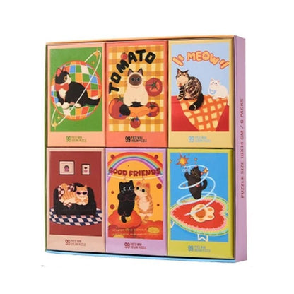 Puffinkids Sparkling Cats 6 x 99 Piece Mini Jigsaw Puzzle Set