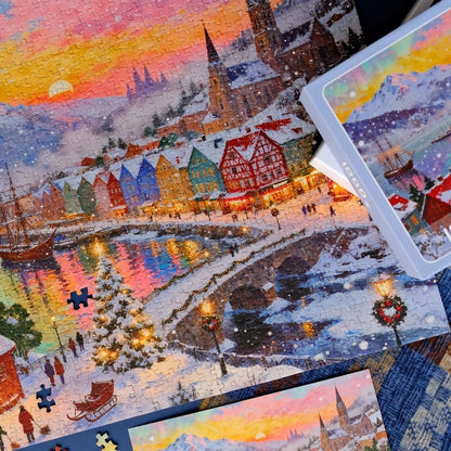 Snowy Fairytale Town 1000 Piece Puzzle