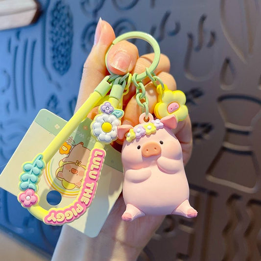 Kawaii Flower Pig Keychain