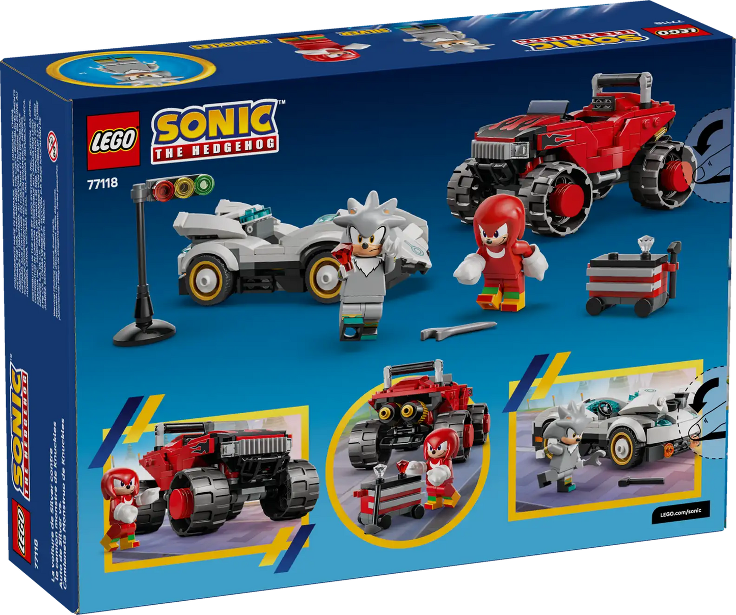 LEGO® Sonic the Hedgehog™
Silver's Car vs. Knuckles' Monster Truck 77118