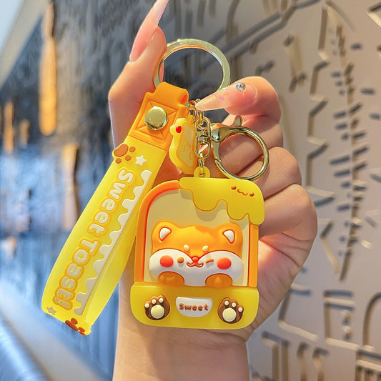 Kawaii Shiba Toast Keychain