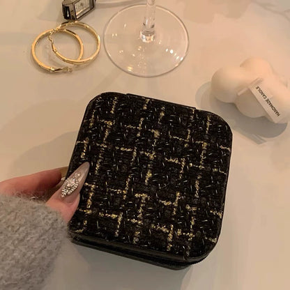 Coffret de rangement pour bijoux en tweed de qualité supérieure - Couleurs assorties - Idéal pour le rangement et l'organisation
