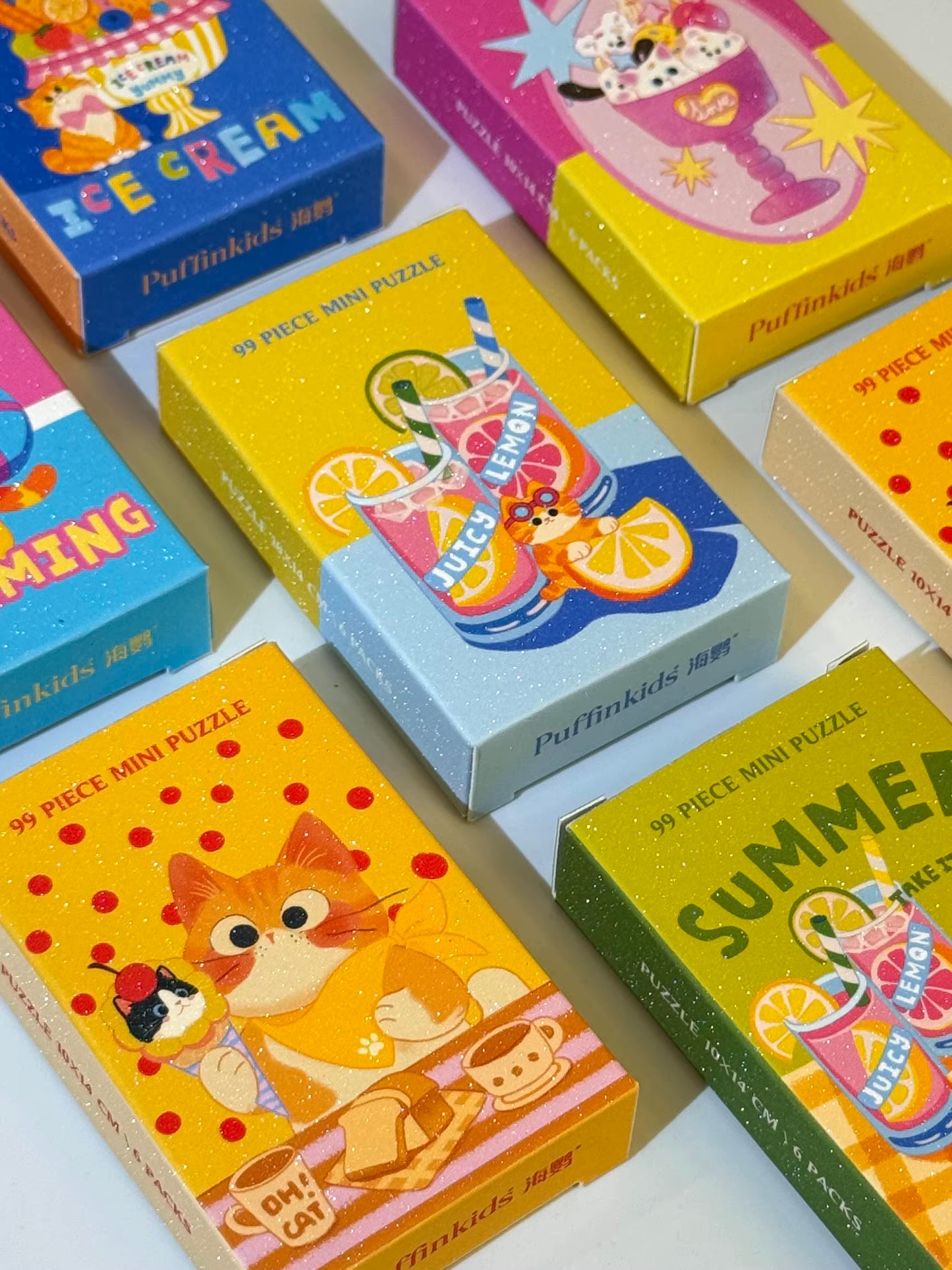 Puffinkids Summer Kitty 6 x 99 Piece Mini Jigsaw Puzzle Set