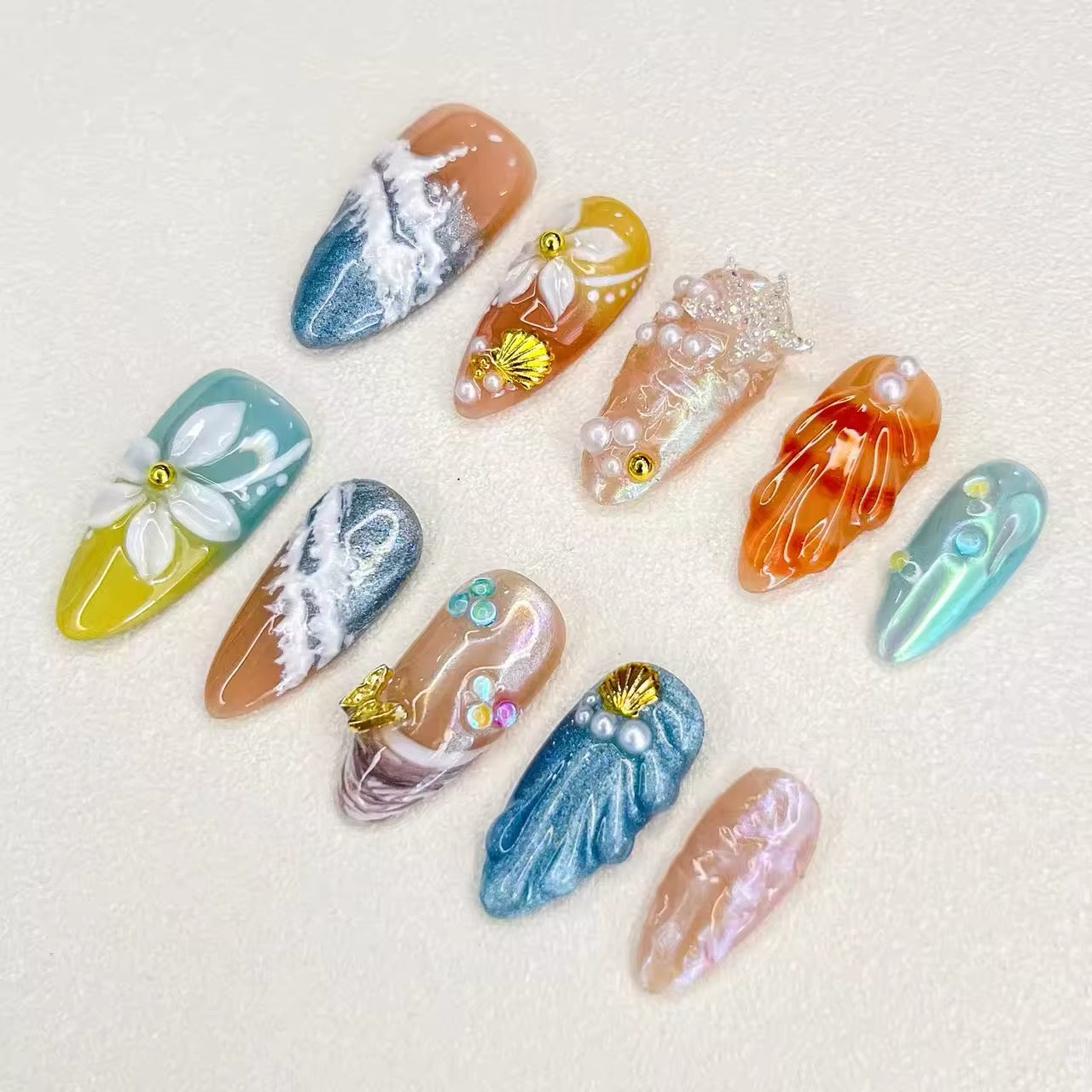 Ongles 3D inspirés de l'océan