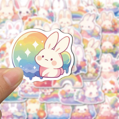 Kawaii Rainbow Bunny Stickers 50 Pcs V Boutique Studio