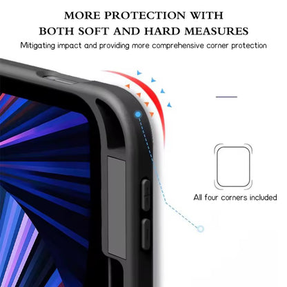 Clear Back iPad Case with Pencil Holder – Shockproof Tri-Fold Stand Cover