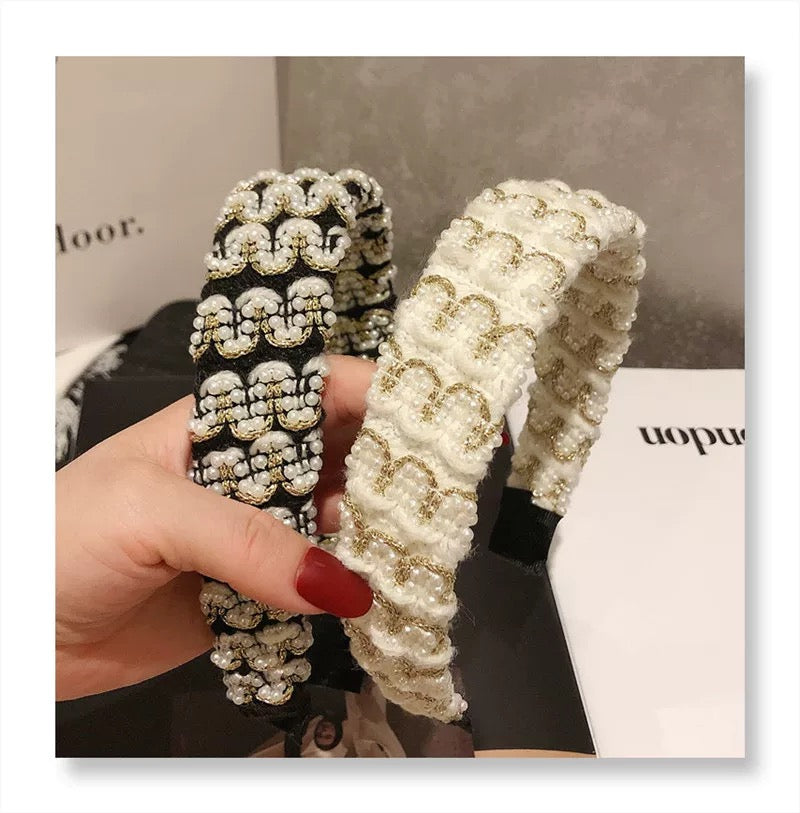 Bandeau tissé en perles et paillettes