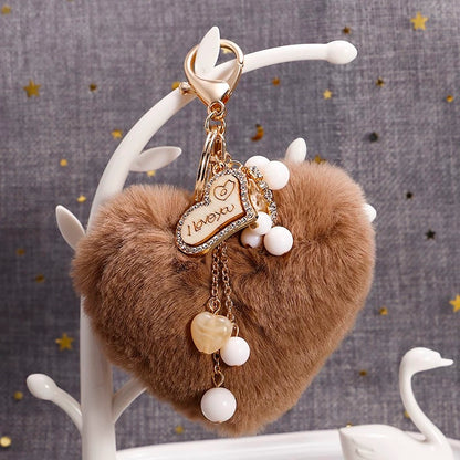 Cute Fluffy Heart Keychain – Love-Inspired Bag Charm