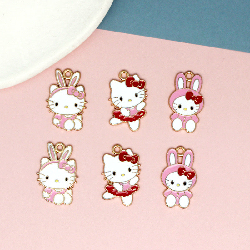 Whimsical Hello Kitty Alloy Charms for Jewelry Making