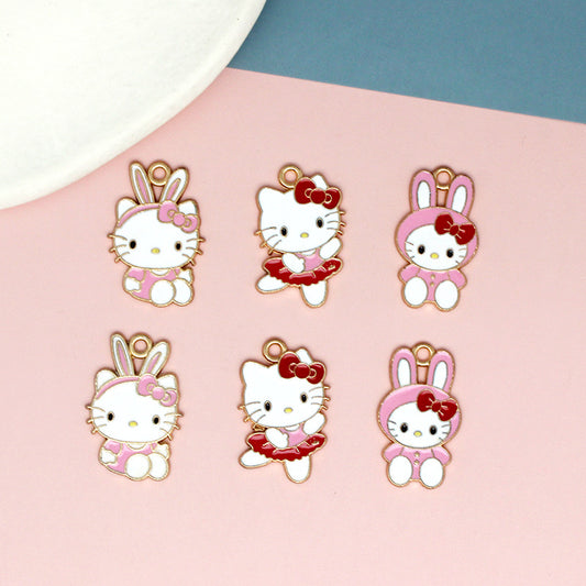 Whimsical Hello Kitty Alloy Charms for Jewelry Making