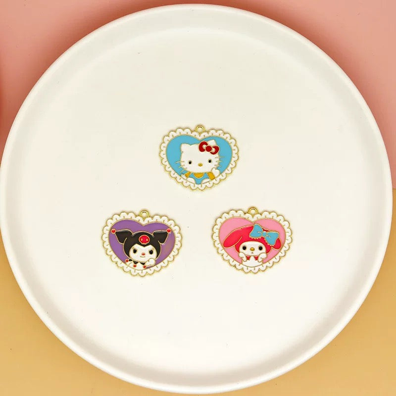 Lovely Sanrio Heart Charms for Jewelry Making