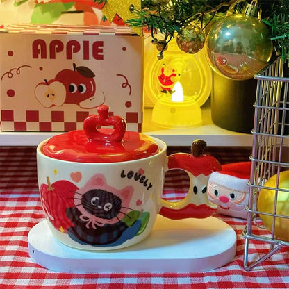 Lovely Kitty Apple Ceramic Mug