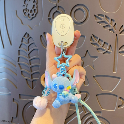 Stitch Flocked Hug Charm Keychain