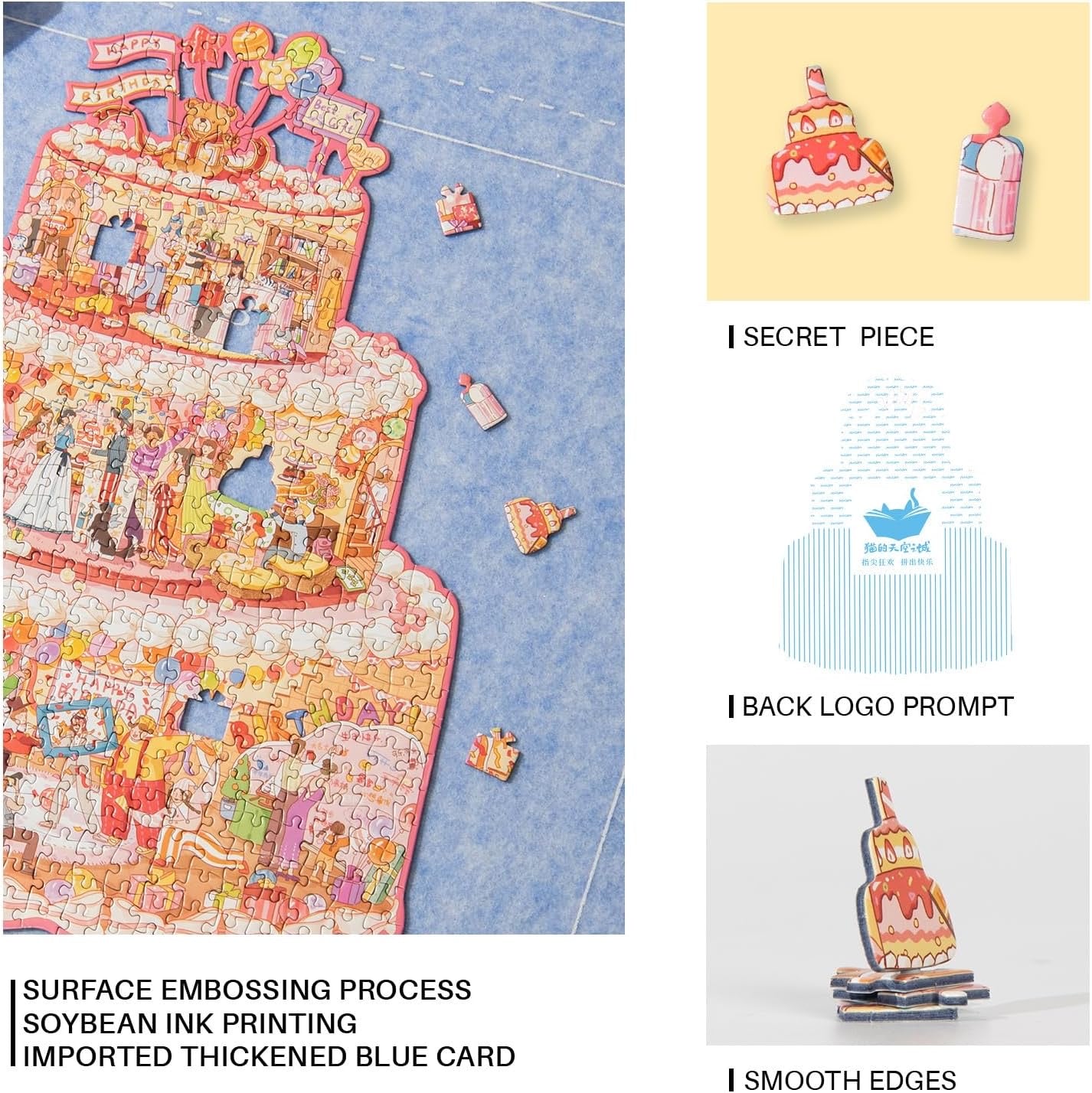 Momibook Birthday Cake Puzzle – 481 Irregular Pieces