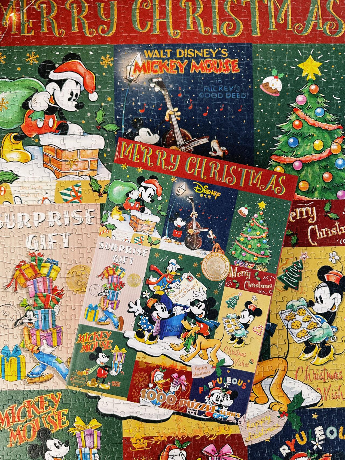 Mickey & Friends Merry Christmas 1000 Piece Gold Foil Jigsaw Puzzle Gubu
