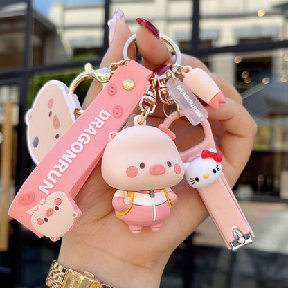 Kawaii Pig Keychain Set