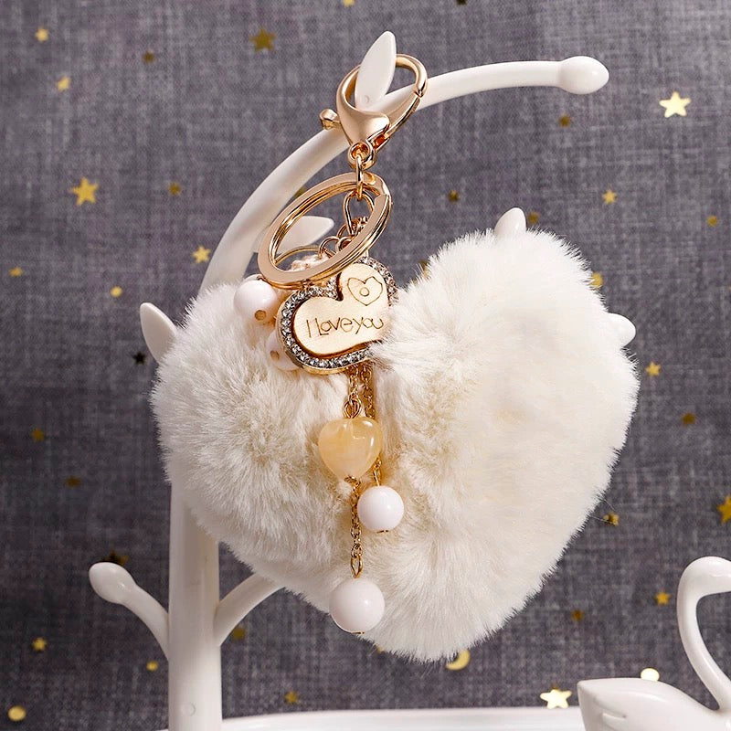 Cute Fluffy Heart Keychain – Love-Inspired Bag Charm
