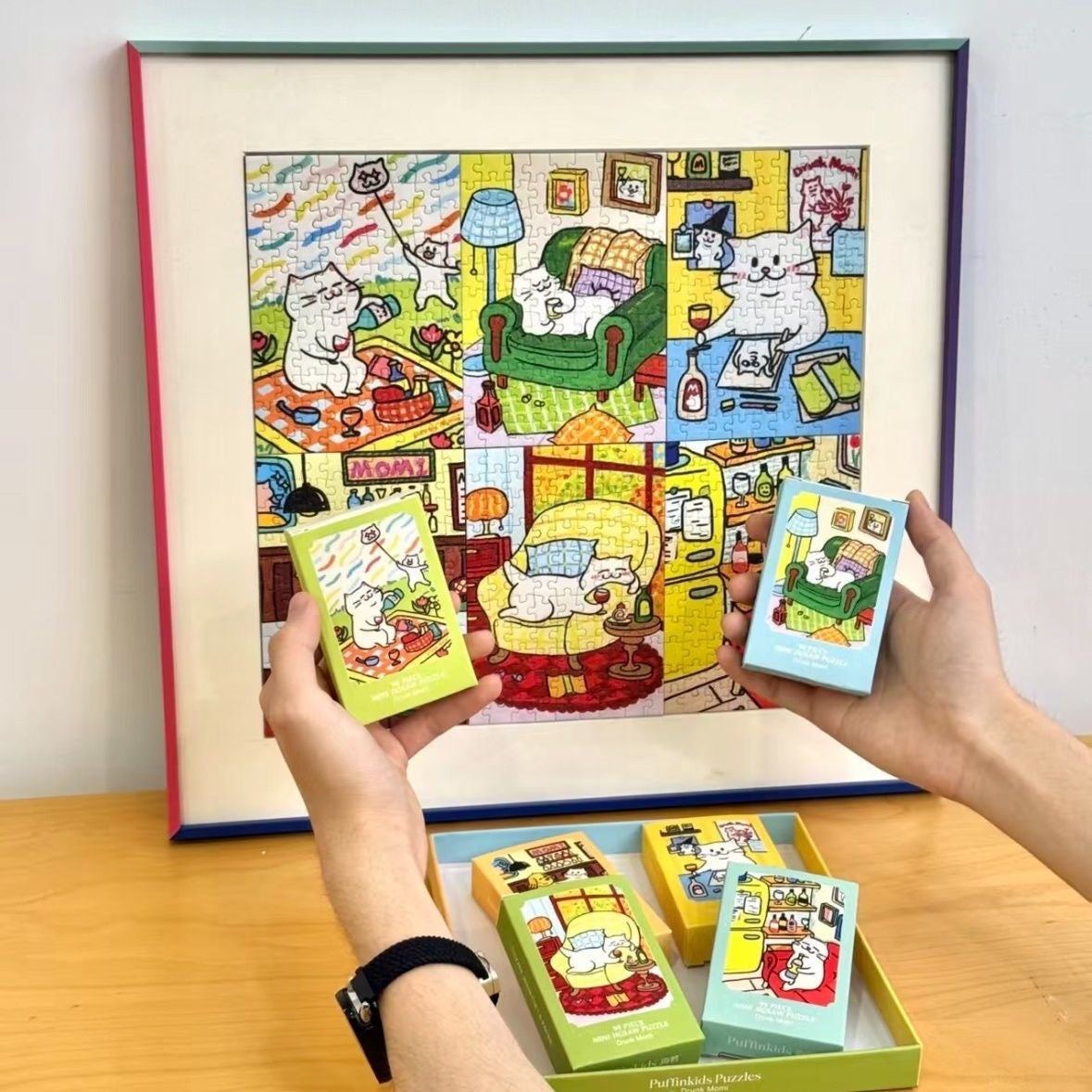 Puffinkids Drunk Momi Second Edition 6 x 99 Piece Mini Jigsaw Puzzle Set Puffinkids