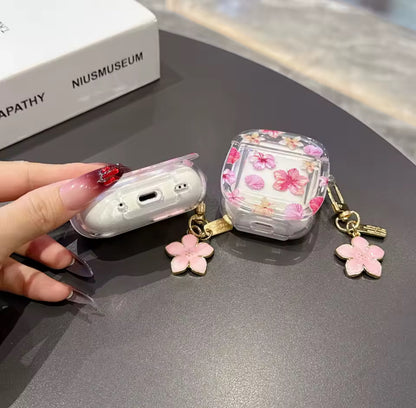 Floral Clear AirPods Case with Daisy Charm – Cute Transparent Protective Cover