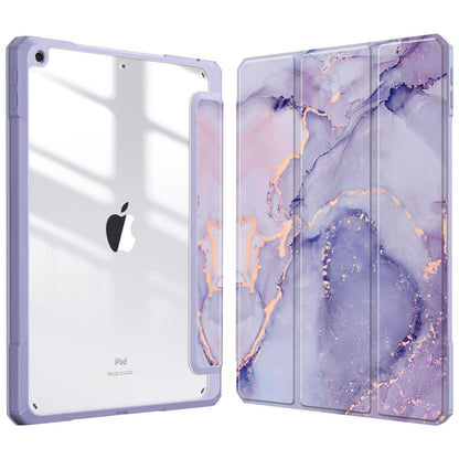 Marble Series iPad Case with Pencil Holder – Shockproof Clear Back Cover