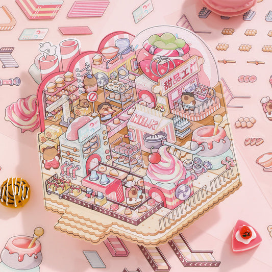 Factory Miniature Sticker Kit – 3D DIY Scene for Journals & Crafts
