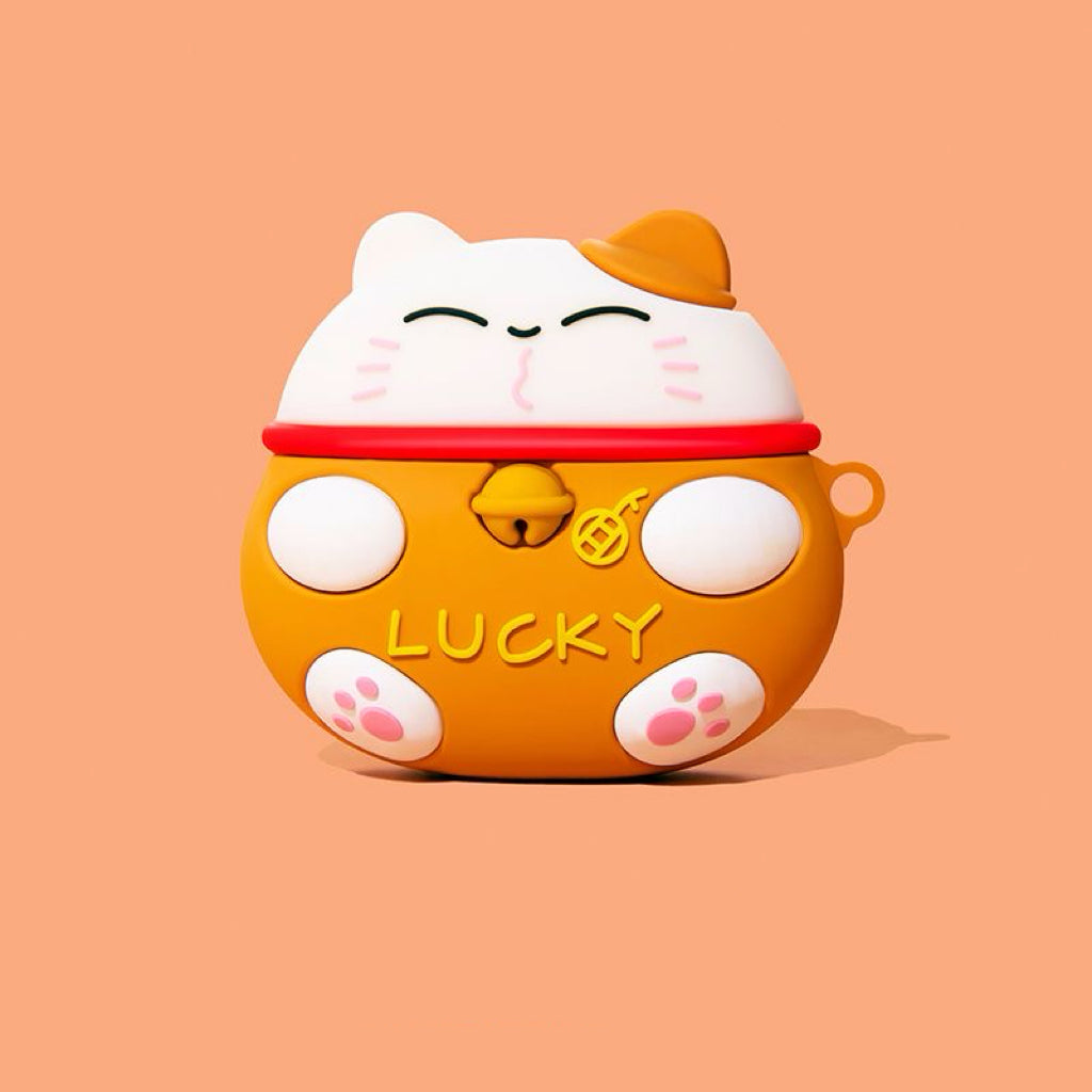 Lucky Cat AirPods Case – Kawaii 3D Silicone Protective Cover