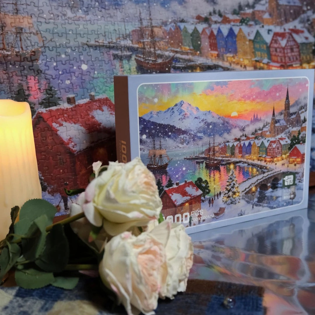 Snowy Fairytale Town 1000 Piece Puzzle