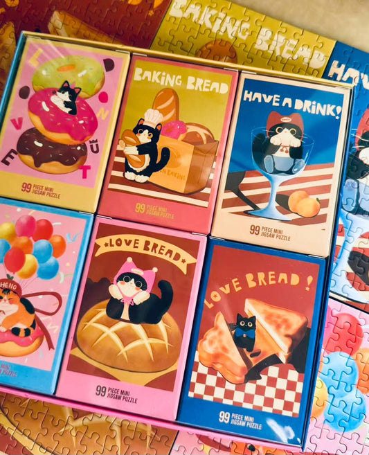Puffinkids Bakery Cats 6 x 99 Piece Mini Jigsaw Puzzle Set Puffinkids