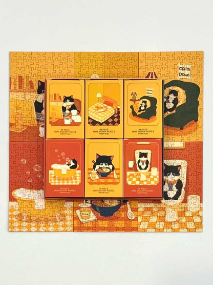 Puffinkids Cozy Cat Life  6 x 99 Piece Mini Jigsaw Puzzle Set