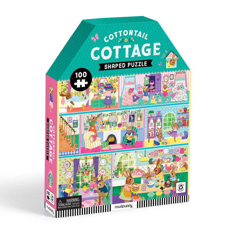 Cottontail Cottage 100 Piece House-shaped Puzzle Mudpuppy