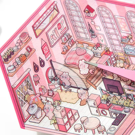 Mini World 3D Scene Stickers – DIY Room Kit for Journals & Crafts