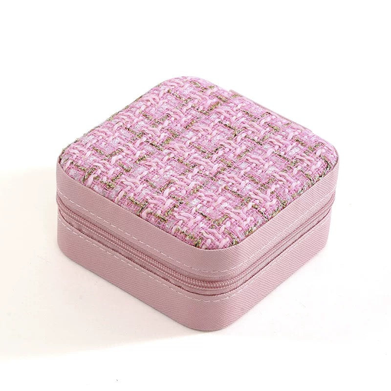 Coffret de rangement pour bijoux en tweed de qualité supérieure - Couleurs assorties - Idéal pour le rangement et l'organisation