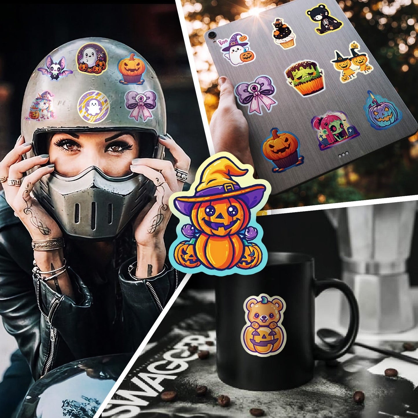Halloween Pumpkin Bat Castle Graffiti Stickers - 50Pcs