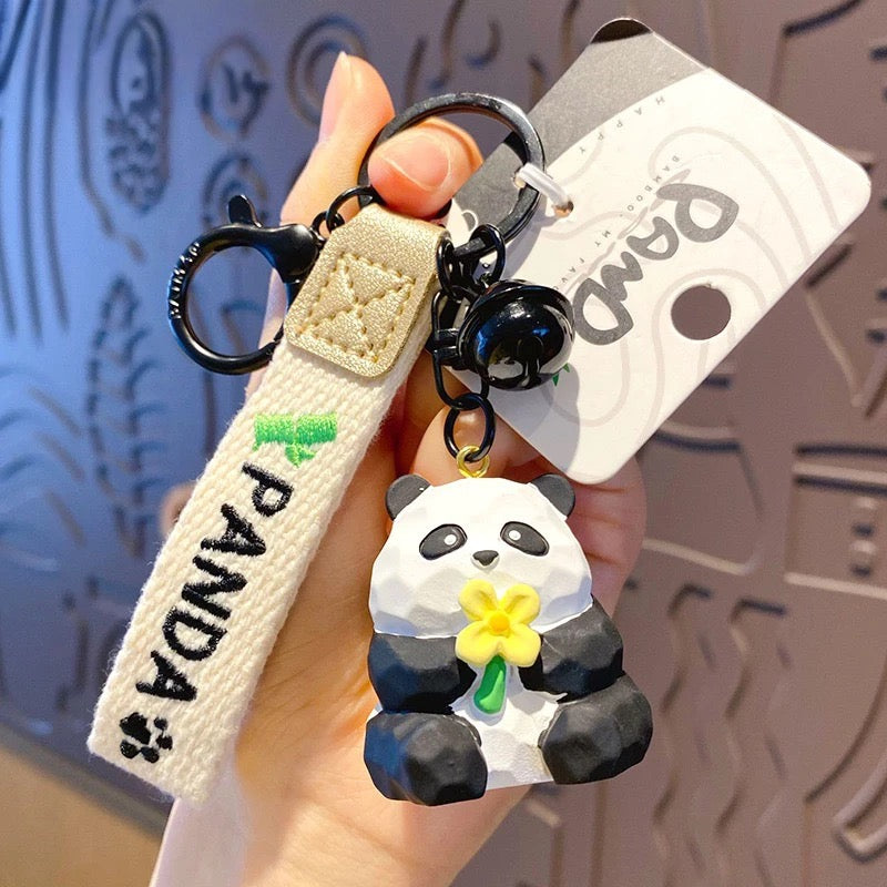 Cute Panda Keychain Strap Cartoon Key Ring Gift