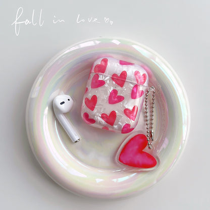 Kawaii Pink Heart AirPods Case with Charm – Clear Protective Cover