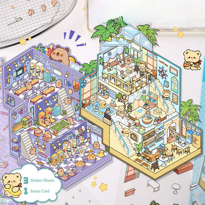 Kawaii Miniature Scene Stickers – 3D DIY for Scrapbooks & Journals