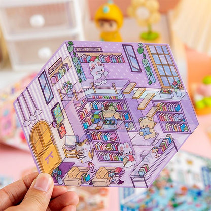 Kawaii Miniature Shop Sticker Set – 3D Puffy Stickers for DIY & Crafts