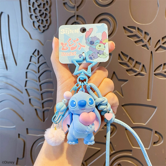 Stitch Flocked Hug Charm Keychain