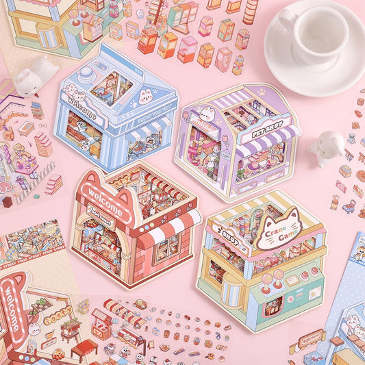 Whimsical 3D Mini World Stickers – DIY Scene Kit for Journals & Crafts