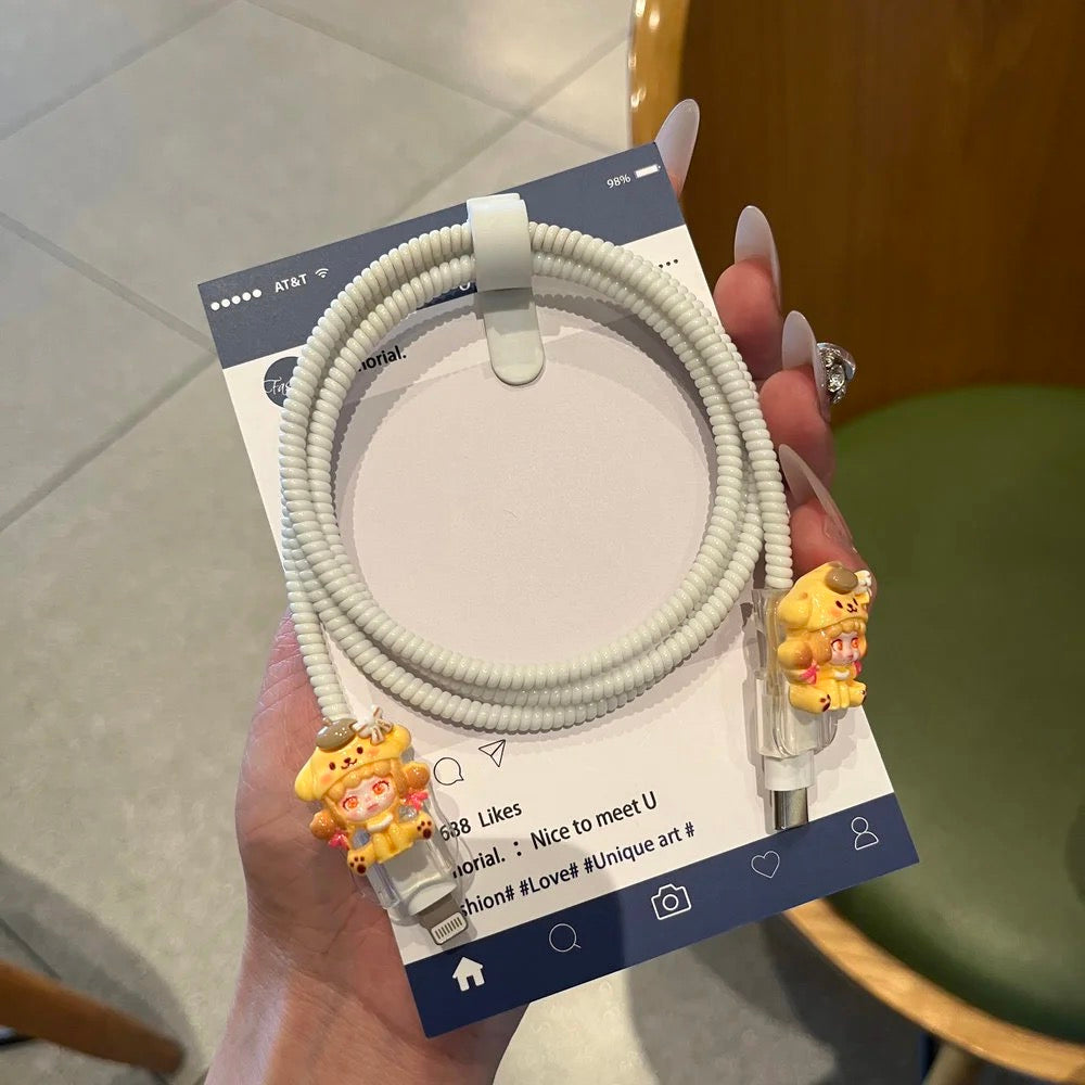 Kawaii Doll Charging Cable Protector Set – 3D Cute Plug Cover