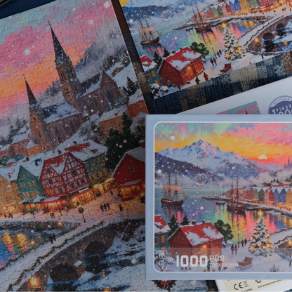 Snowy Fairytale Town 1000 Piece Puzzle