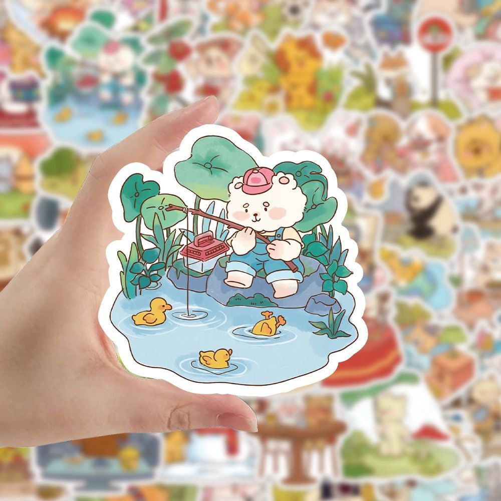 Kawaii Animal Daily Life Stickers 60 Pcs V Boutique Studio