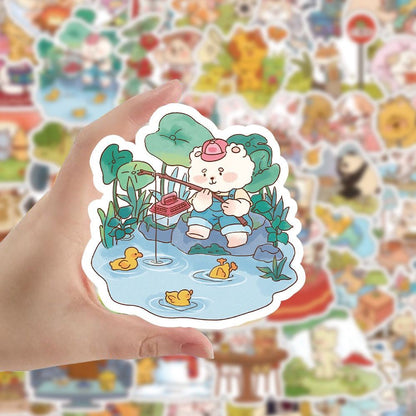 Kawaii Animal Daily Life Stickers 60 Pcs V Boutique Studio
