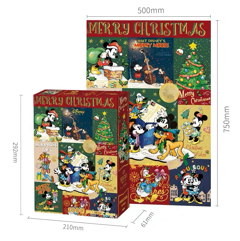 Mickey & Friends Merry Christmas 1000 Piece Gold Foil Jigsaw Puzzle Gubu