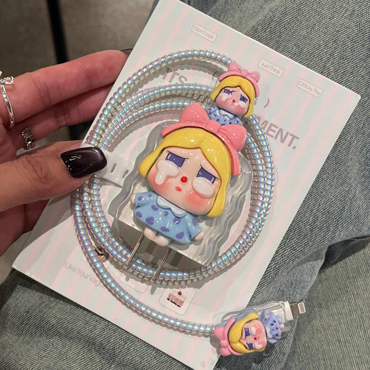 Cute Crybaby 3D Doll Cable Cover Set – Kawaii Charging Cable Protector