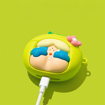Kawaii Cartoon AirPods Case with Charm – Soft Silicone Cover