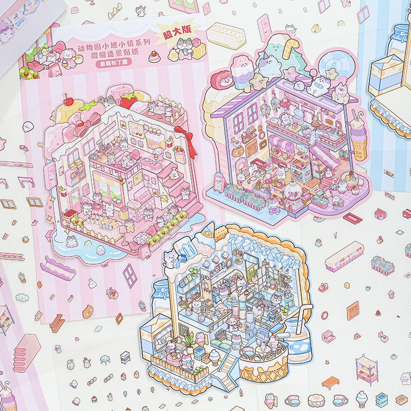 Kawaii Candy House Sticker – Miniature Scene for DIY & Crafts